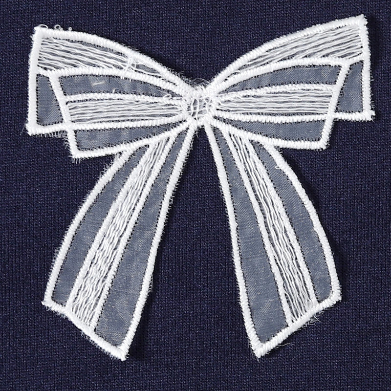 Girls Navy Blue Bow Applique Sweatshirt With Pants Sets 2 pc. Sets