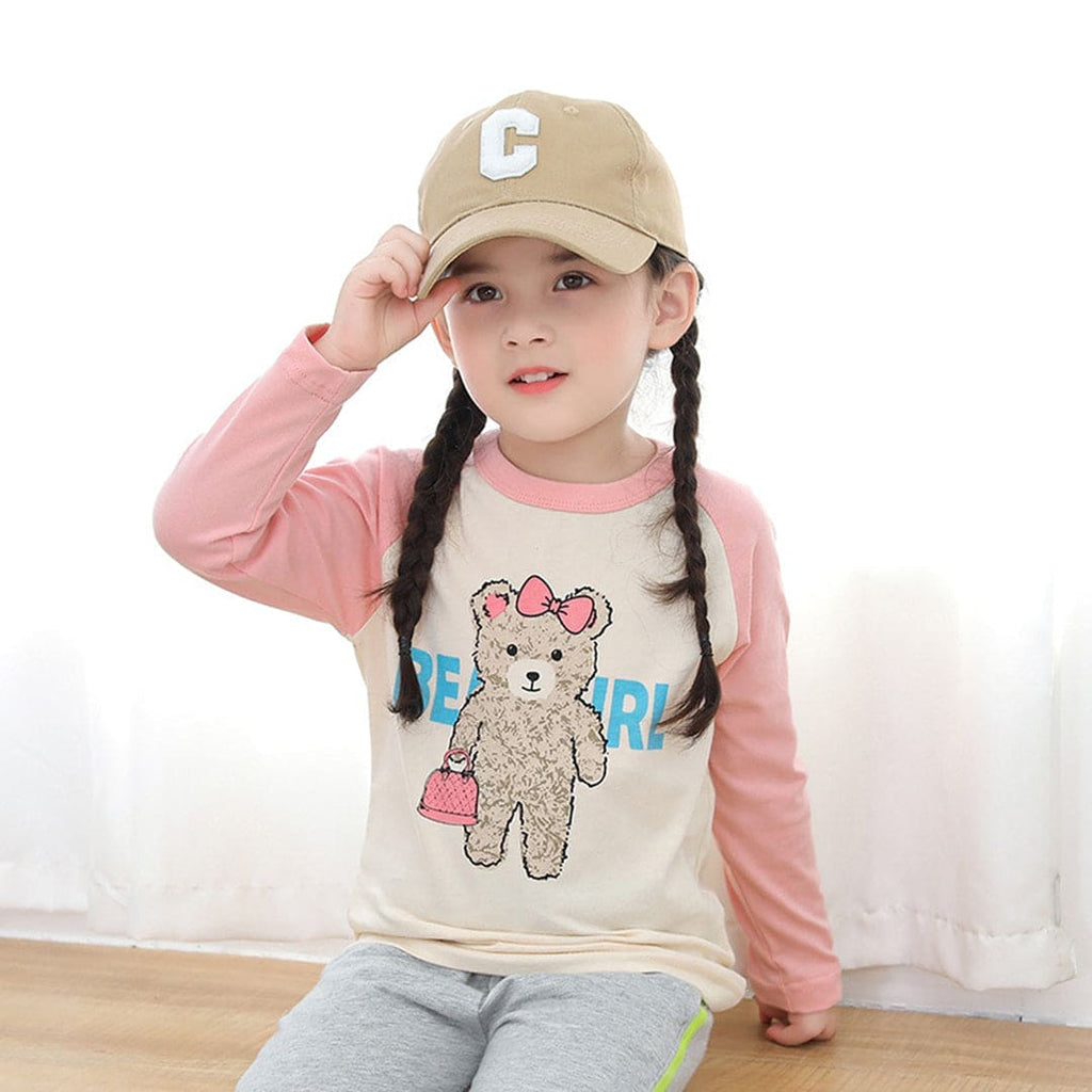 Girls Printed Raglan Sleeves T-Shirt Tshirts   