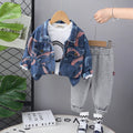 Boys Pink Abstract Printed Denim Jacket With T-Shirt & Jogger Sets Sets Pink 1-2 Y