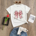 Girls White Bow Graphic Short Sleeve T-Shirt Tshirts White 2-3 Y
