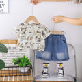 Boys Off White Typographic Print T-Shirt With Denim Shorts Set Sets Off White 1-2 Y