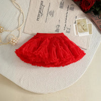 Girls Red 3D Floral Ruffle Top With Tiered Tulle Tutu Skirt Sets Sets