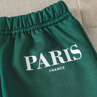 Boys Green Typographic Printed Hooded Sweatshirt With Joggers Set 2 pc. Sets