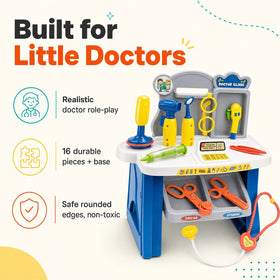 Kids Doctor Kit Play Set with Rolling Carry Case, 16-Piece Medical Toy Set Trending Accessories
