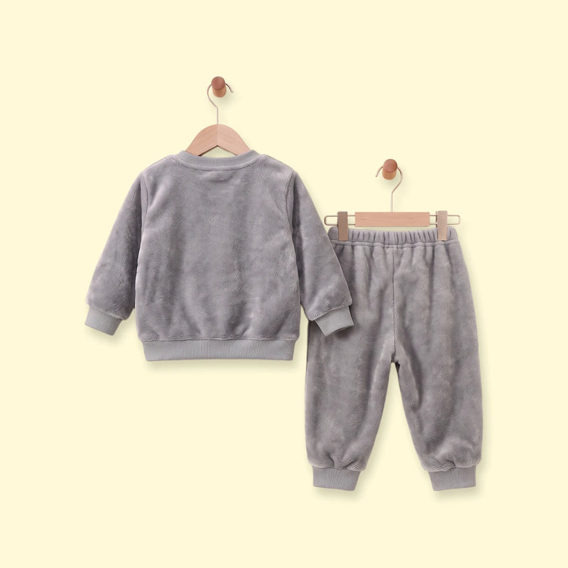 Boys Grey Teddy Applique Sweatshirt With Pants Sets 2 pc. Sets