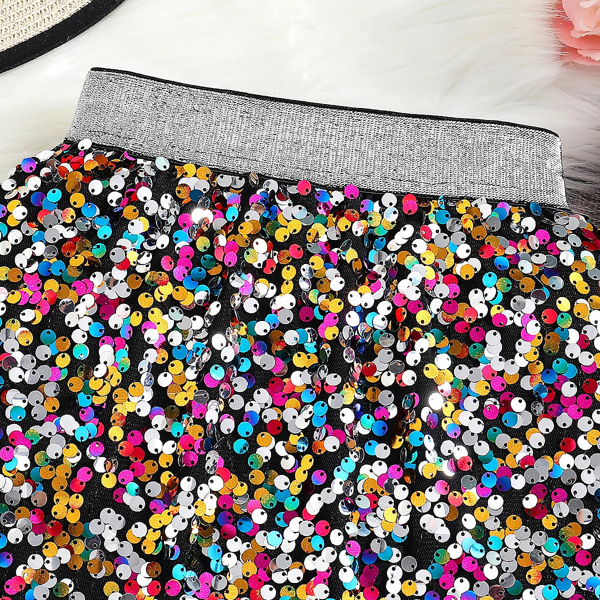 Girls Multicolour Sequin Embellished Skirt Skirts