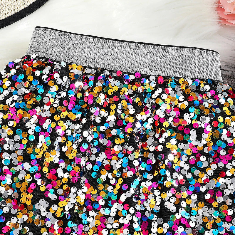 Girls Multicolour Sequin Embellished Skirt Skirts