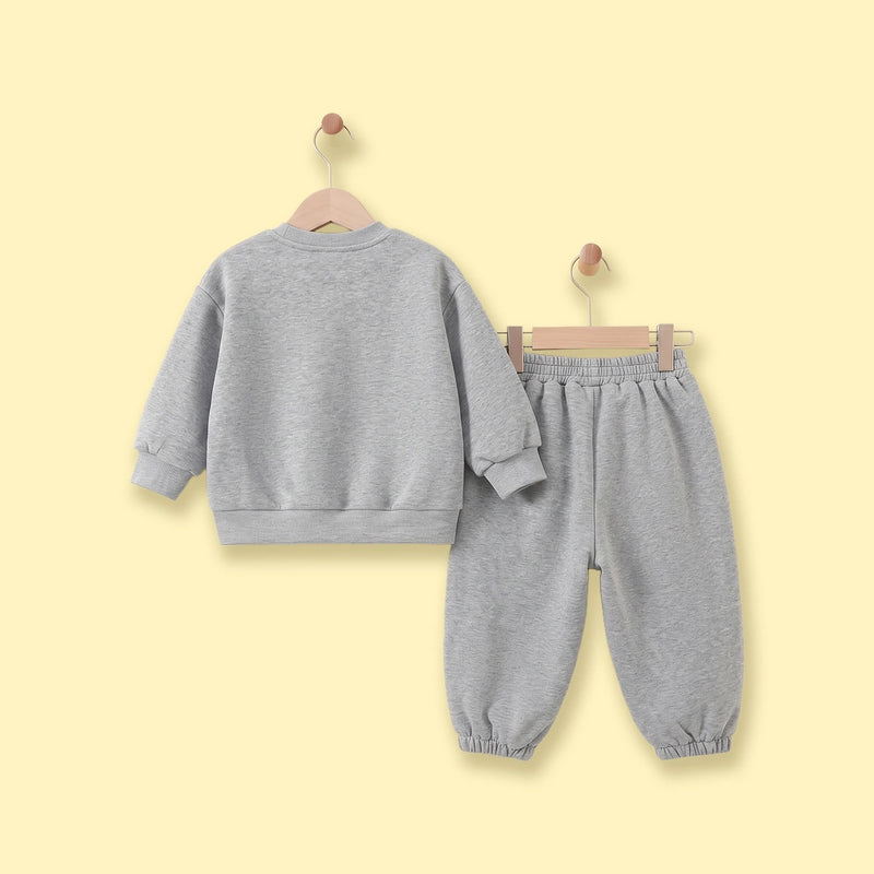 Boys Grey Typographic Sweatshirt & Jogger Sets Sets