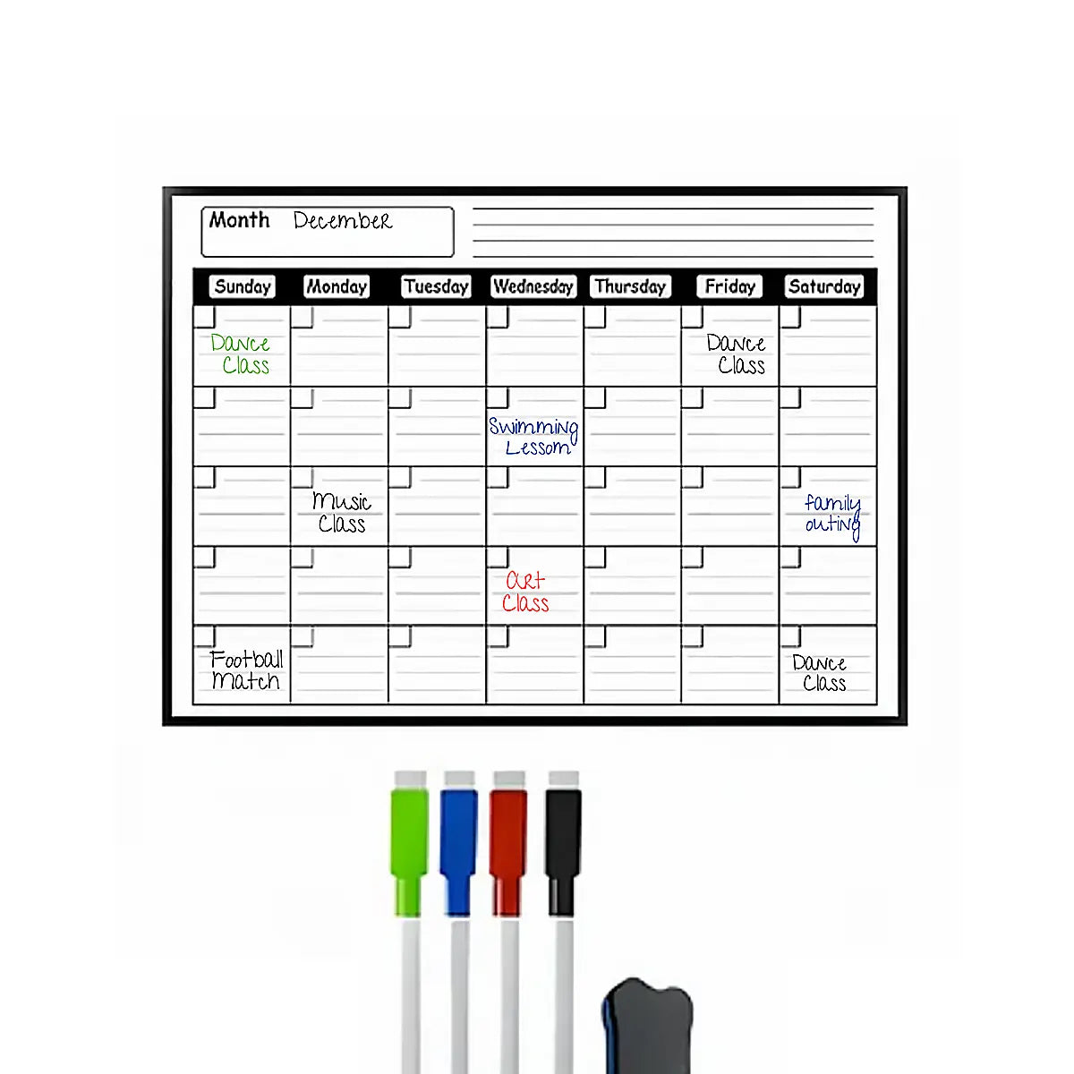 Kids Magnetic Dry-Erase Monthly Wall Planner with Markers Trending Accessories Multicolor Onesize
