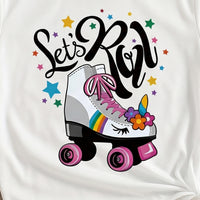 Girls White Graphics Print Short Sleeve T-Shirt Tshirts