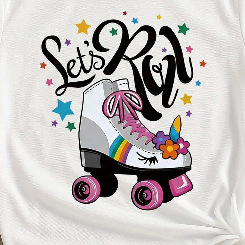 Girls White Graphics Print Short Sleeve T-Shirt Tshirts