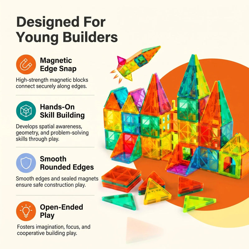 INCLUD 32 Pcs Magnetic Tiles Building Blocks - Build, Create & Explore Trending Accessories