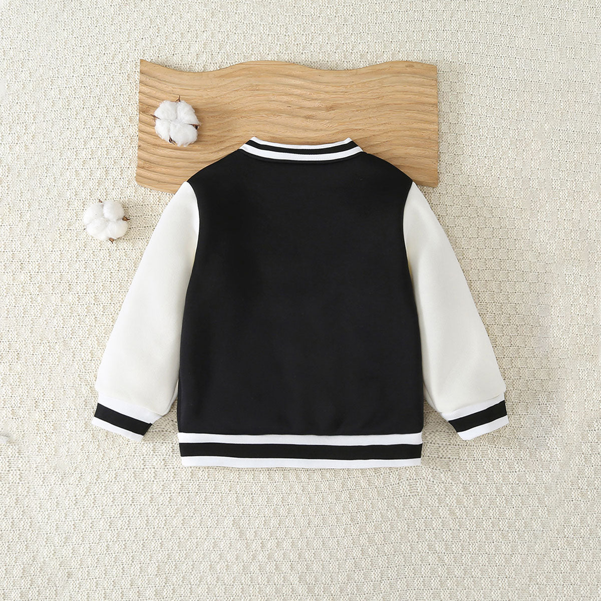 Boys Black Solid Varsity Winter Jacket Coats & Jackets