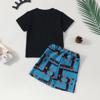 Boys Short Sleeve T-Shirt With Printed Shorts Set Sets   