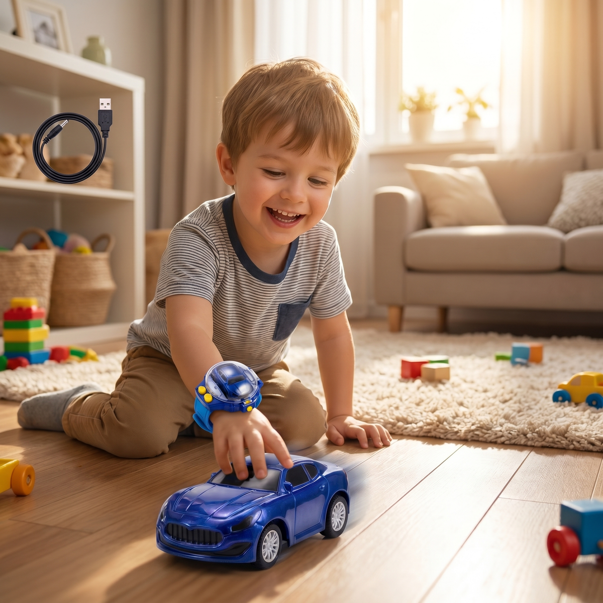 Mini RC Car Watch Toy for Kids | Rechargeable Remote Control Car with Wrist Watch Controller | INCLUD