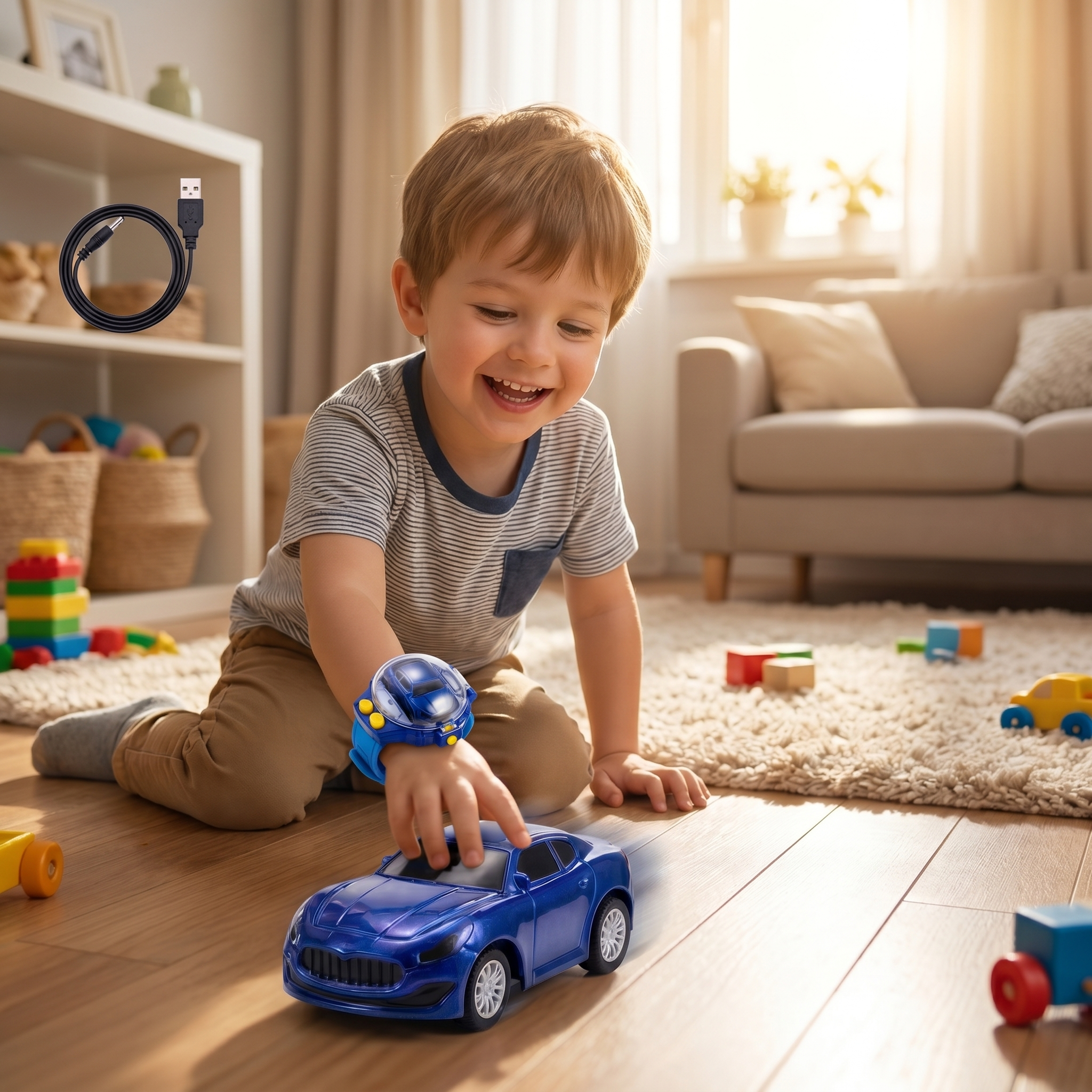 Mini RC Car Watch Toy for Kids | Rechargeable Remote Control Car with Wrist Watch Controller | INCLUD