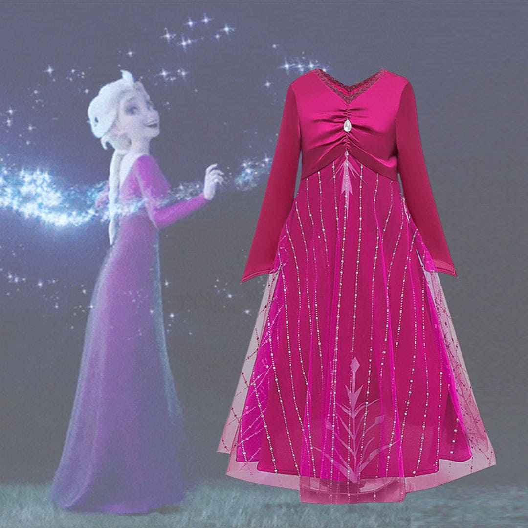 Girls Character Inspired Embroidered Tulle Gown Casual Dresses Pink 4-5 Y 