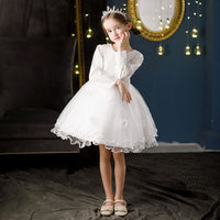 Girls Embroidered Full Sleeves Tulle Party Dress Casual Dresses   