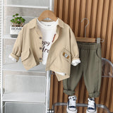 Boys Printed T-shirt with Long Sleeve Oversized Shirt & Trousers Set