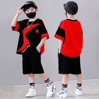 Boys Graphic T-Shirt With Elasticated Shorts Sets Red 3-4 Y 