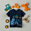 Boys Graphic Print Short Sleeves T-Shirt Tshirts Blue 1-2 Y 