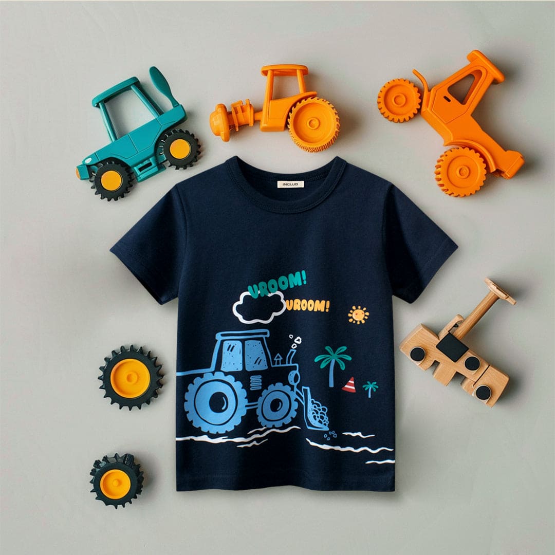 Boys Graphic Print Short Sleeves T-Shirt Tshirts Blue 1-2 Y 