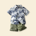 Boys Tropical Print Shirt With Shorts Set-472520 Sets Blue 1-2 Y