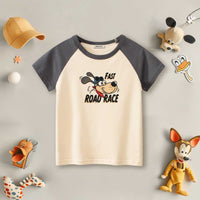 Boys Cartoon Graphic Print Raglan Sleeves T-Shirt Tshirts Gray 1-2 Y 