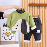 Boys Green Fur Applique Sweatshirt with Elasticated Joggers Sets