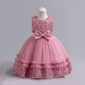 Girls Pink Fluffy Sequined Partywear Dress With Ruffles Party Dresses Pink 1-2 Y