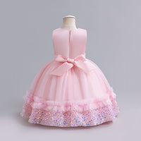 Girls Light Pink Fluffy Sequined Partywear Dress With Ruffles Party Dresses Light Pink 3-4 Y