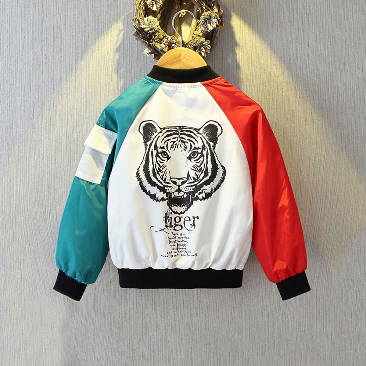 Boys White Tiger Printed Front Open Trendy Jacket Coats & Jackets