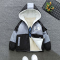 Boys Grey Color-blocked Long Sleeves Hooded Fur Lined Jacket Coats & Jackets Grey 1-2 Y