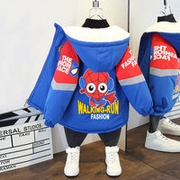 Boys Blue Cartoon Character Print Hooded Jacket Coats & Jackets