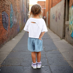 Girls White Cropped Top & Double Waistband Short sets Sets
