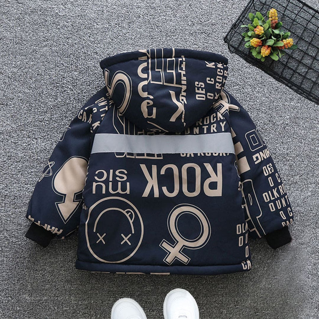 Boys Printed Hooded Fleece Jacket Coats & Jackets   