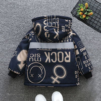 Boys Printed Hooded Fleece Jacket Coats & Jackets   