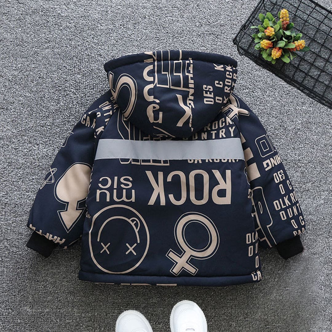 Boys Printed Hooded Fleece Jacket Coats & Jackets   