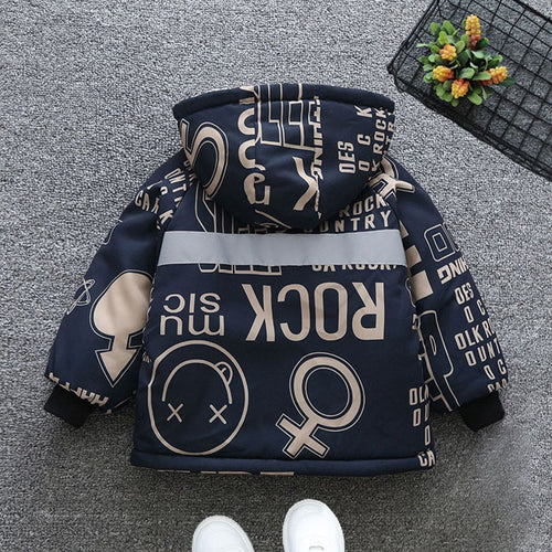 Boys Printed Hooded Fleece Jacket Coats & Jackets   