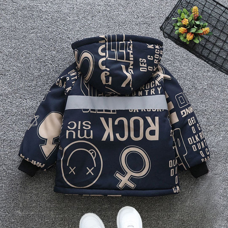 Boys Printed Hooded Fleece Jacket Coats & Jackets   