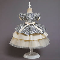 Girls Geometric Print Tiered Party Dress Party Dresses   