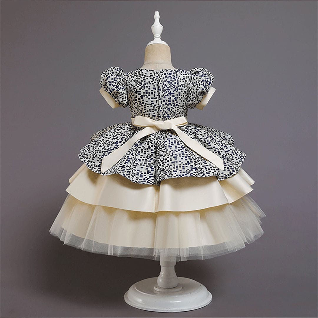 Girls Geometric Print Tiered Party Dress Party Dresses   