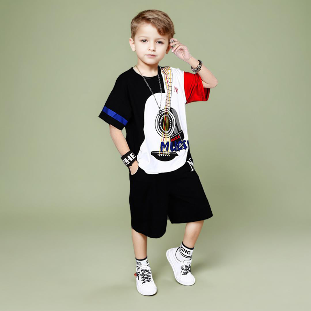 Boys Printed T-shirt with Shorts Set-456409 Sets