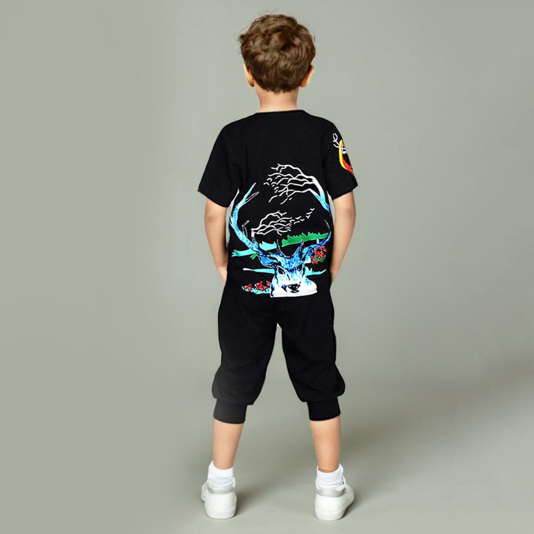 Boys Graphic Print T-shirt with Shorts Set Sets   