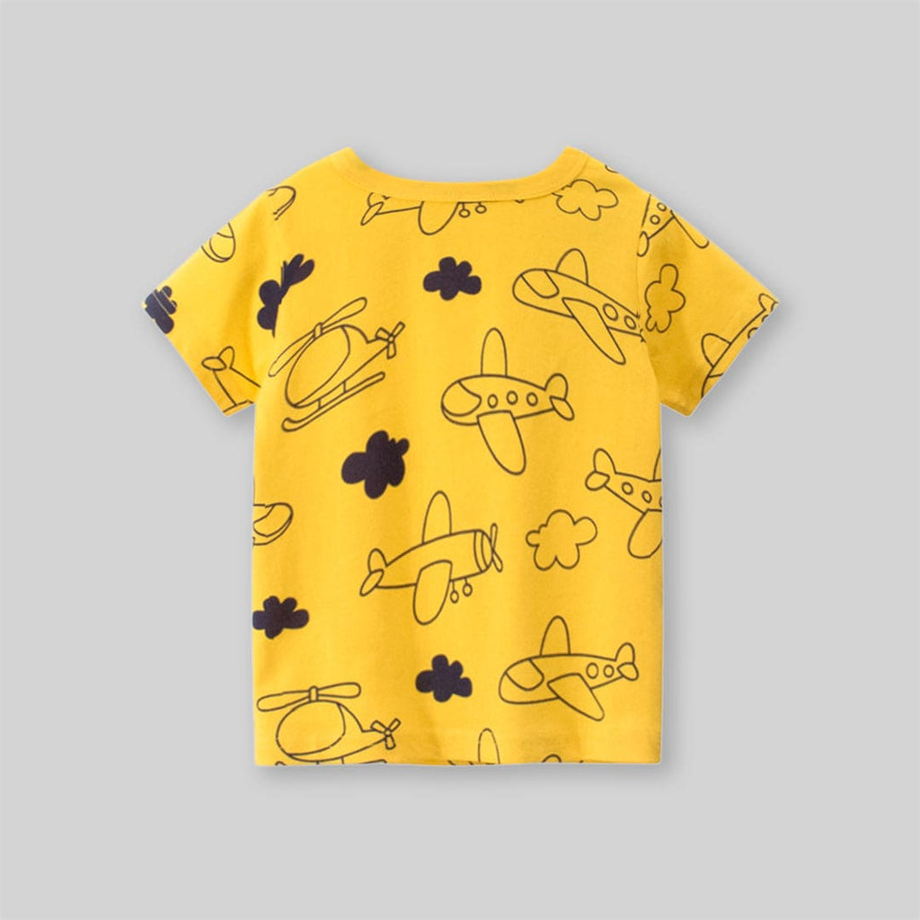 Boys Airplane Printed Short Sleeves T-Shirt Tshirts   