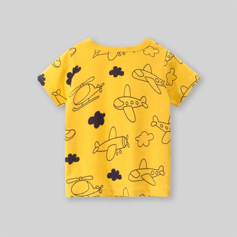 Boys Airplane Printed Short Sleeves T-Shirt Tshirts   