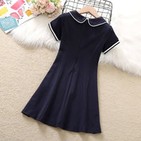 Girls Peter Pan Collar A-line Dress Casual Dresses   