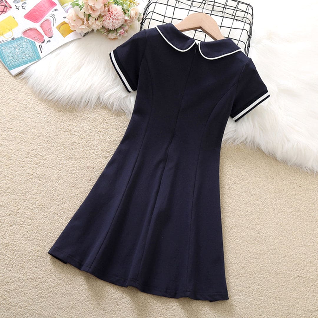 Girls Peter Pan Collar A-line Dress Casual Dresses   