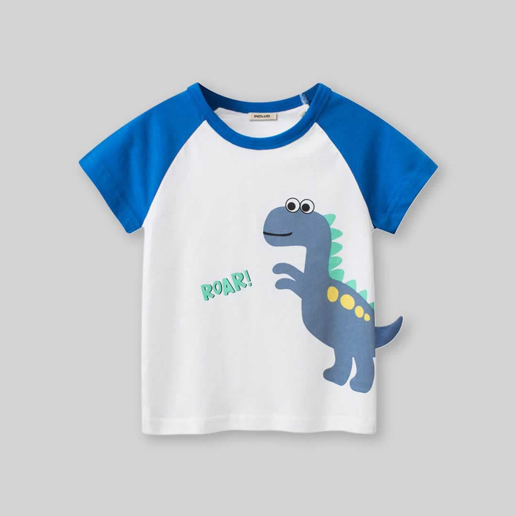 Boys Dinosaur Graphic Raglan Sleeves T-Shirt Tshirts   