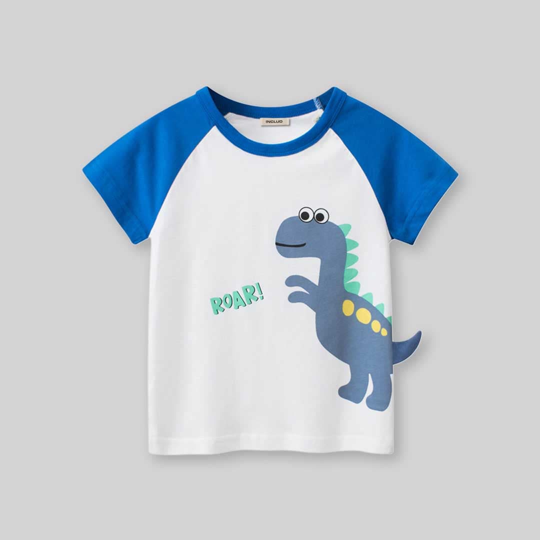 Boys Dinosaur Graphic Raglan Sleeves T-Shirt Tshirts   
